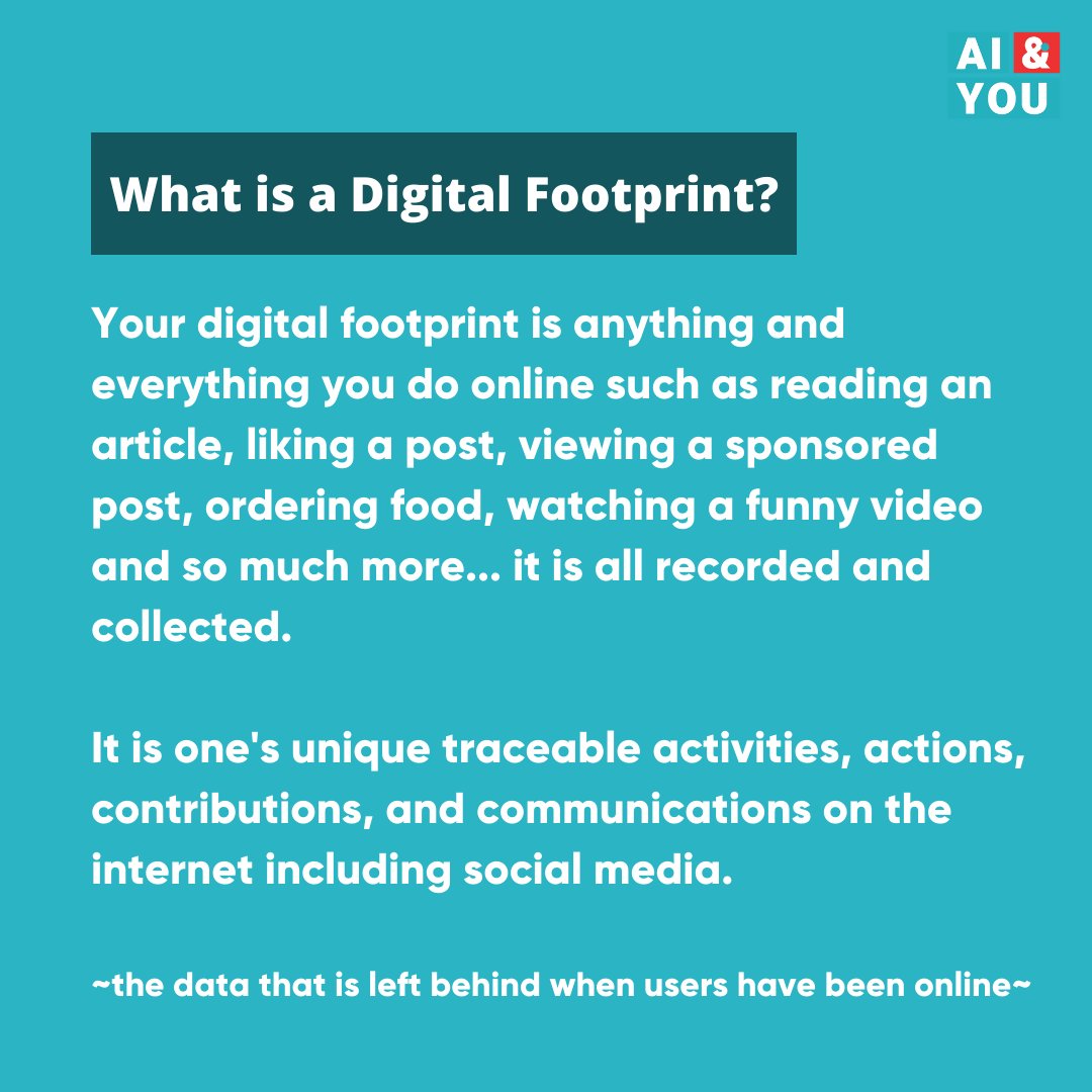AIandYou2's tweet image. How does your digital footprint impact your online presence? Swipe through to find out how companies collect your data and tips for how to clean up your online footprint. ➡️