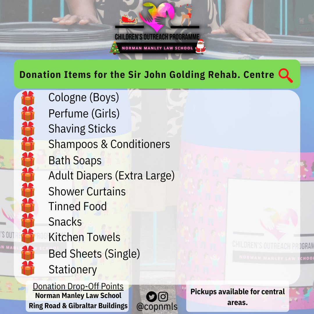 copnmls's tweet photo. πOnly 9 days until our Christmas Treat!
πSee our List of #DonationItems below!
π Let's get these #donations in for the kids!
#Donate #ChildrensOutreachProgramme #SirJohnGoldingRehabCentre https://t.co/MTW5DYJfDJ