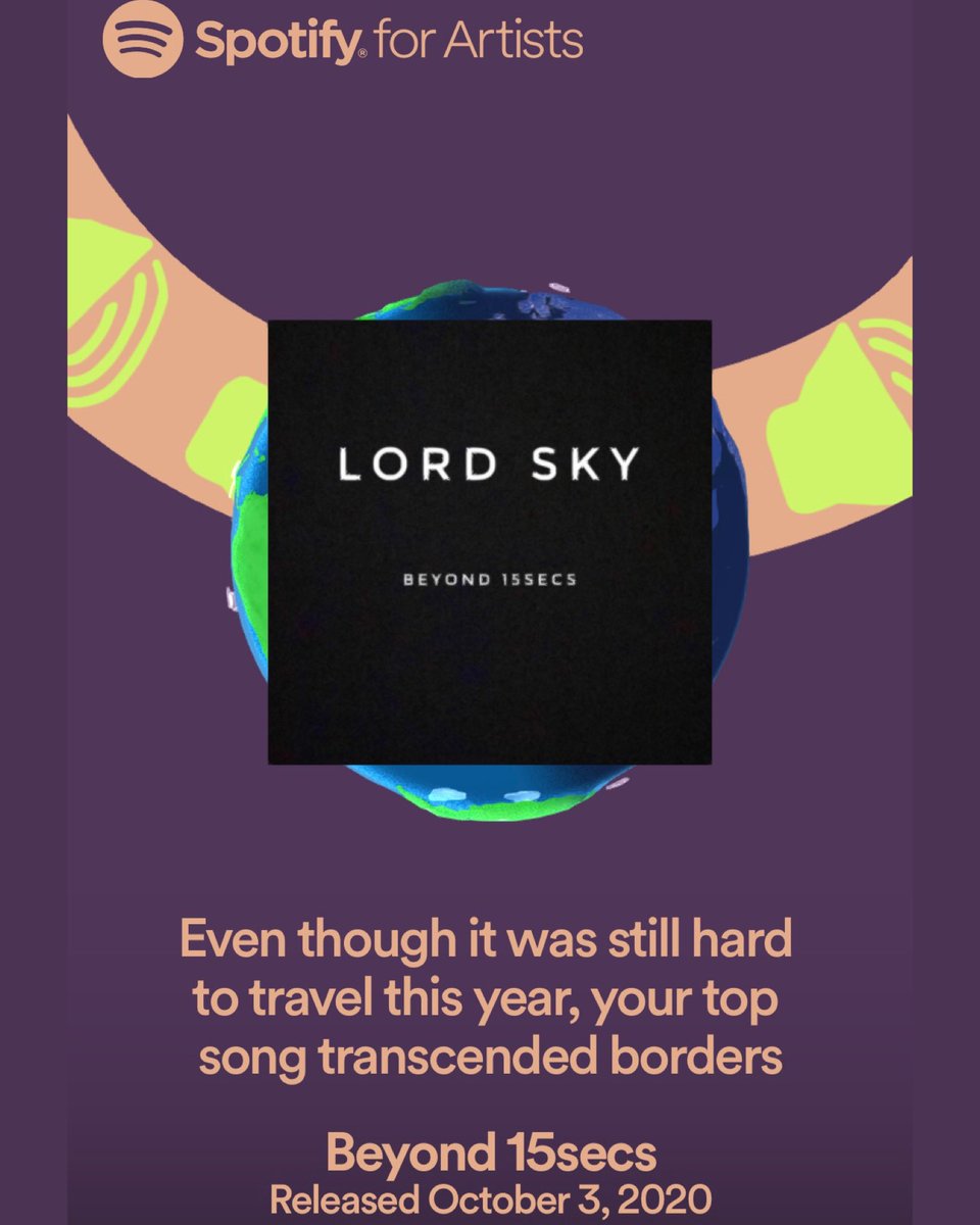 LorrdSky's tweet photo. Spotify making me smile today. 
Thanks to everyone streaming my music worldwide. 
If you didn’t stream this year, I’ll thank your next year ❤️ #LordSky https://t.co/TFbys4Ot6j