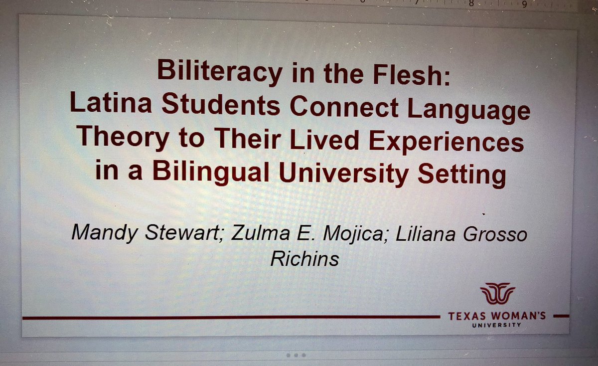 DrMandyStewart's tweet photo. Zulma Mojica &amp; @liligro1 presenting @twupioneras research at #LRA21 to disrupt, disrumpir y interrumpir English hegemony in US university spaces. #Biteracy https://t.co/POkJtz9Vdg