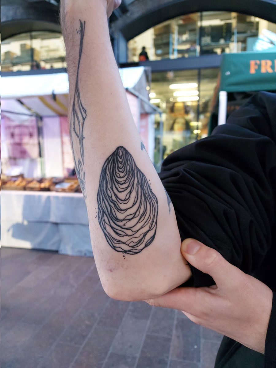 One of the regulars just swung through with a brand new oyster tat! I'd like to think we inspired him to do so.