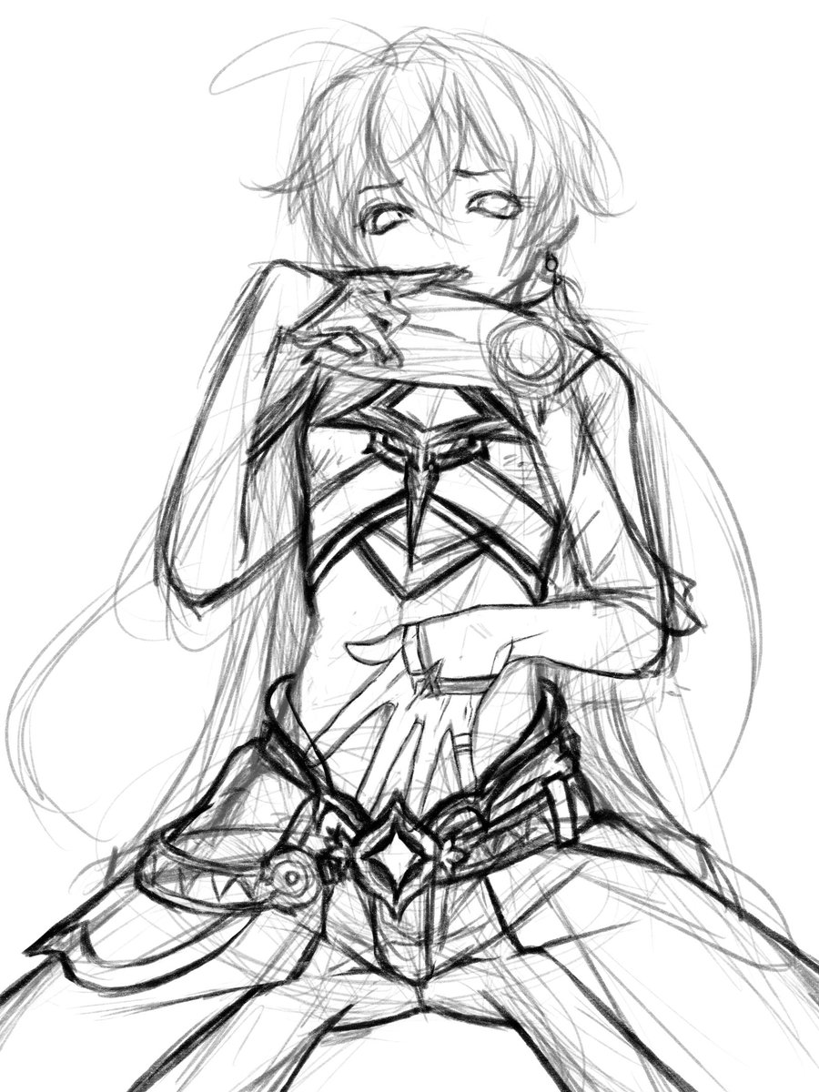 Сделал несколько дней назад эскиз которым был очень доволен, но когда начал делать лайн вдруг понял, что рисунок становится хуже... Теперь не знаю что с этим делать.
#GenshinImapact #Aether