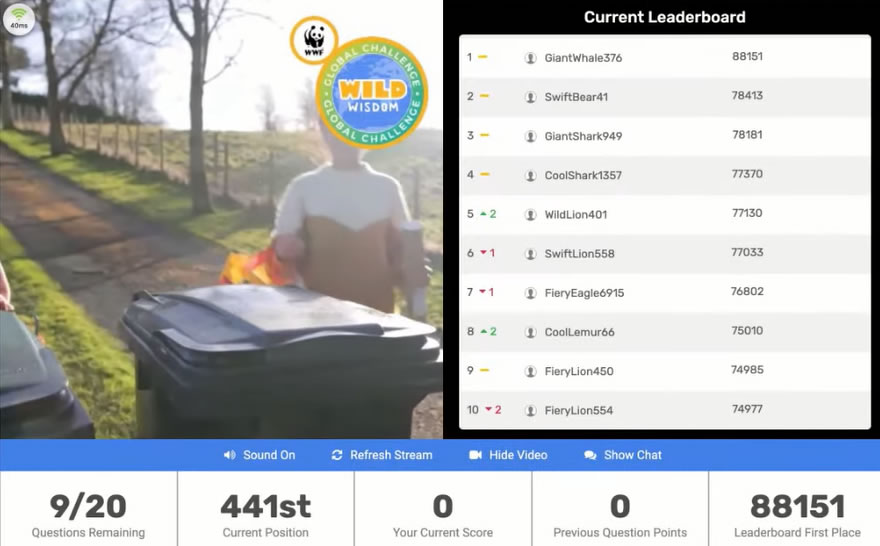 Just over half way through and it's all changing on the leaderboard! You're all doing brilliantly, keep going! #wildwisdom21