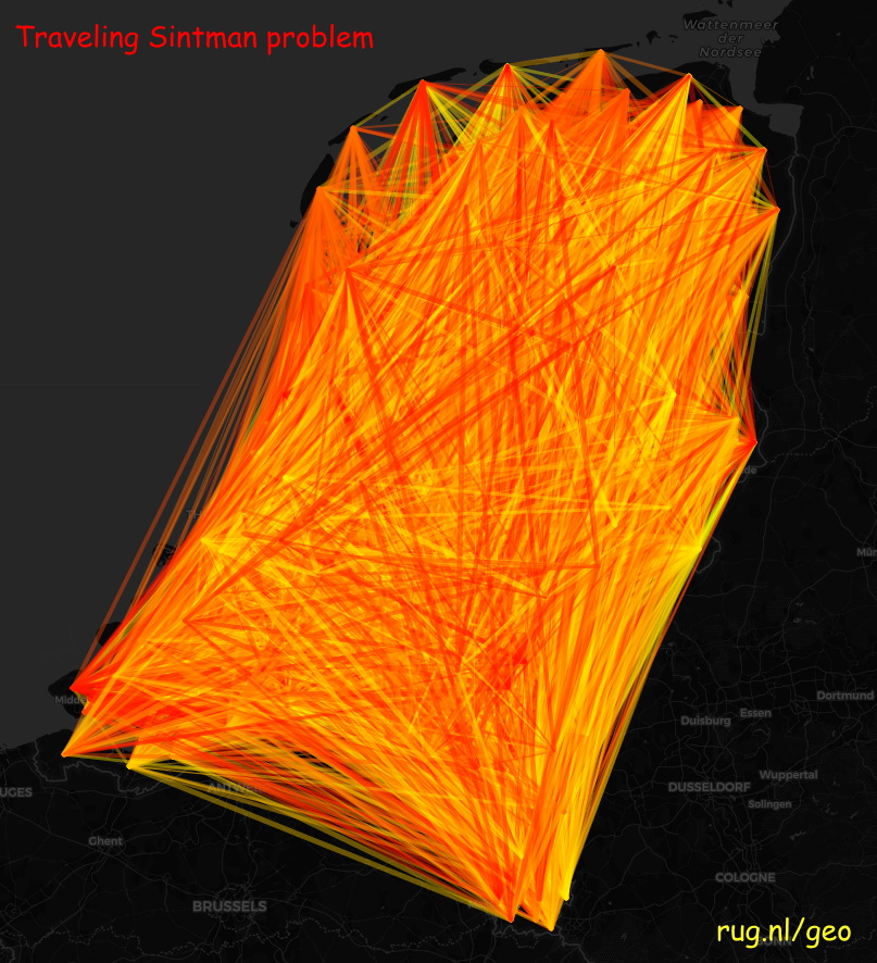 Van een gerenommeerde instelling uit Madrid kregen wij de opdracht om ze te helpen met een uiterst complexe analyse voor een grootschalige logistieke klus. Het betreft een Big Data chimney-to-chimney berekening, ook wel bekend als het traveling Sintman problem.