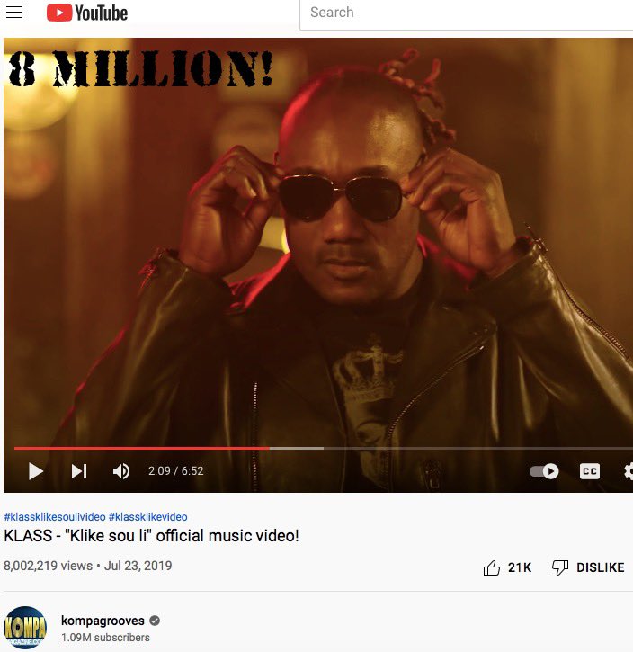 KOMPAMAGAZINE's tweet photo. 8 MILLION Pou KLASS “Klike” sou channel YouTube KOMPAGROOVES la! Congrats to the band and Thank you for tuning in.
#klass #klike #8Million #kompagrooves #kompamagazine https://t.co/gpXmjLCKss