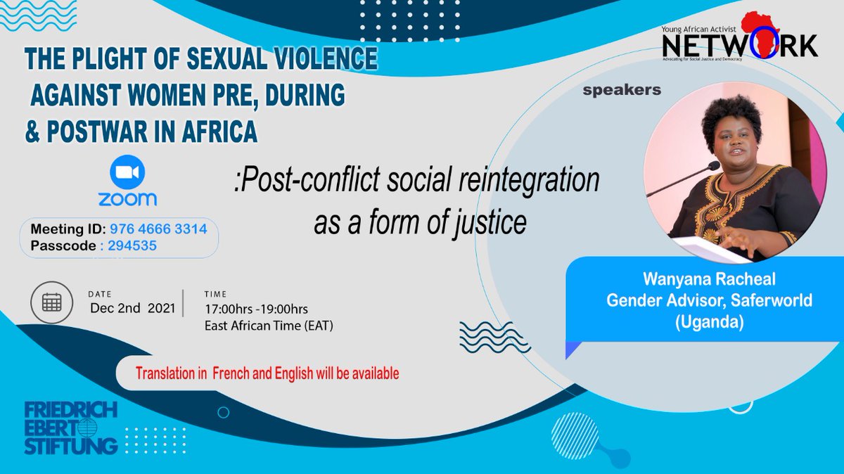 "Violence/inequality perpetrated against women during and post war takes precedence from what happens in peace" - Wnyana Racheal 

#YAAN