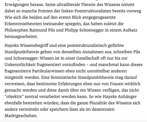 SchoeneggerPhil's tweet photo. Happy to have our work (jointly with @PilsRaimund) on Hayek and standpoint theory cited in this ZEIT article by @Maja_Larissa - irrespective of the main claim made in the article!

https://t.co/zYa9MkYj1f https://t.co/G9j73L1ODn