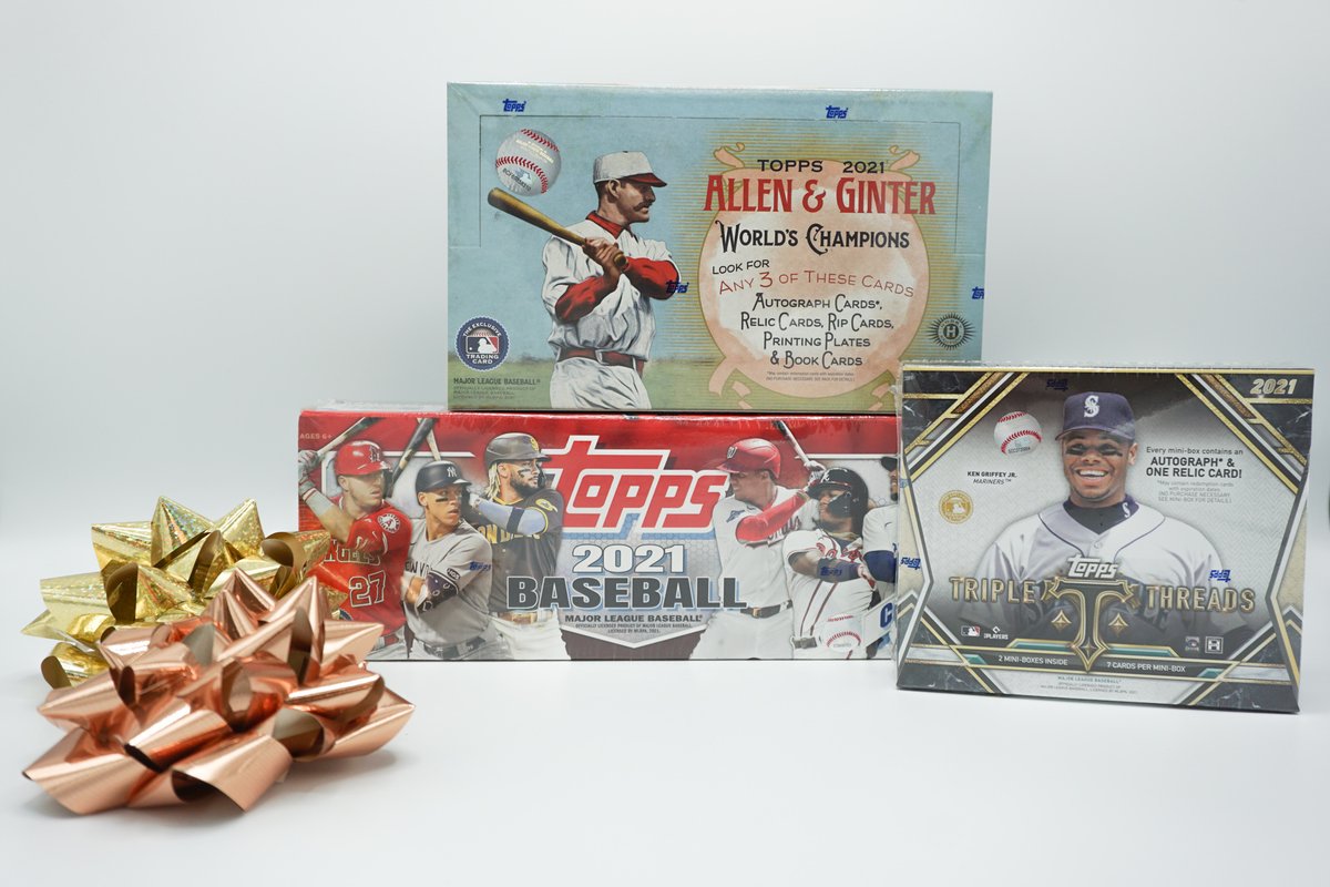 🎁 #25DaysOfTopps Day 2 🎁 Day 2 is bringing you a 2021 Complete Set, 2021 Topps Triple Threads and 2021 Topps Allen & Ginter!!! To enter for your chance to win, comment with the celebrity you'd like to see in next year's Allen & Ginter set 👀 (Random winner chosen tomorrow)