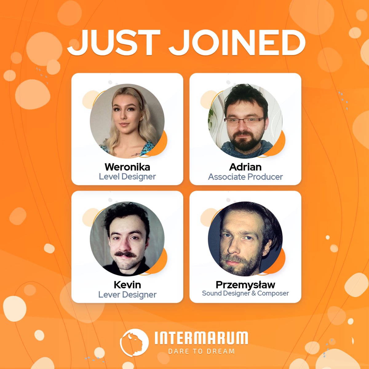 intermarum's tweet photo. The end of the year is near, but we're not slowing down! Weronika, Adrian, Kevin and Przemysław have joined our herd - welcome! 🎉
#intermarum https://t.co/0PN3IlwiB9