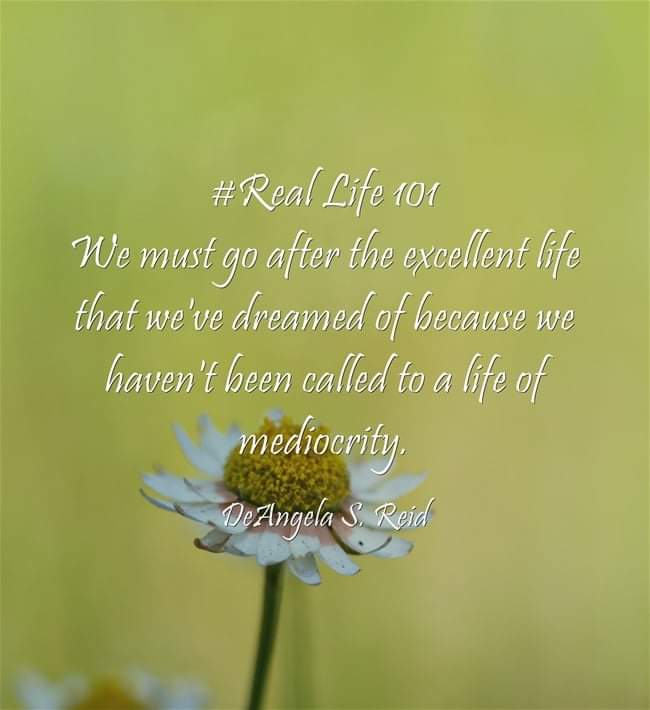 DEANGELASREID's tweet image. #RealLife101 #GoAfter #ExcellentLife #Dreamed #Called #Mediocrity
