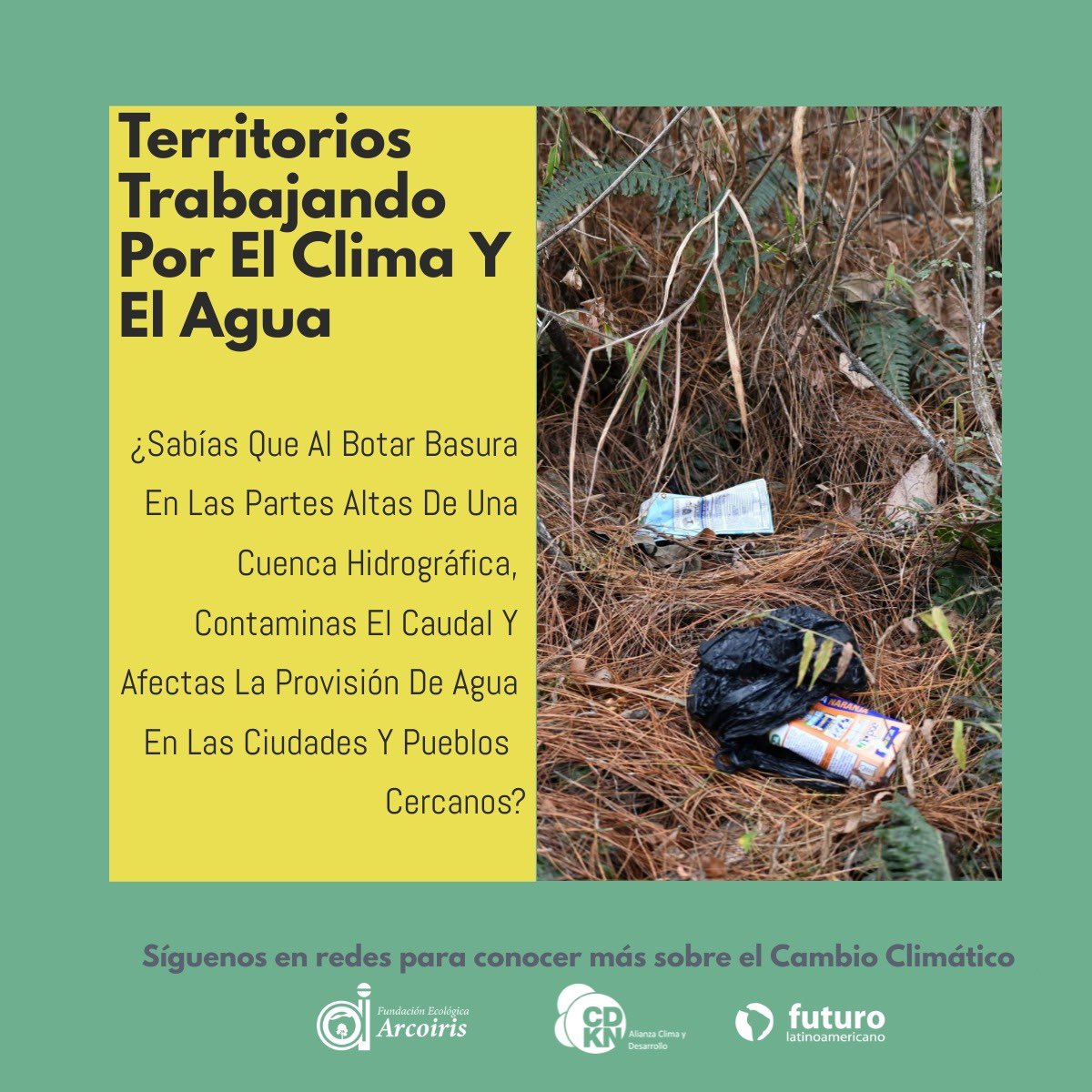 Campaña “Territorios trabajando por el #agua y el #clima” 
Conoce más sobre nosotros en:  arcoiris.org.ec
