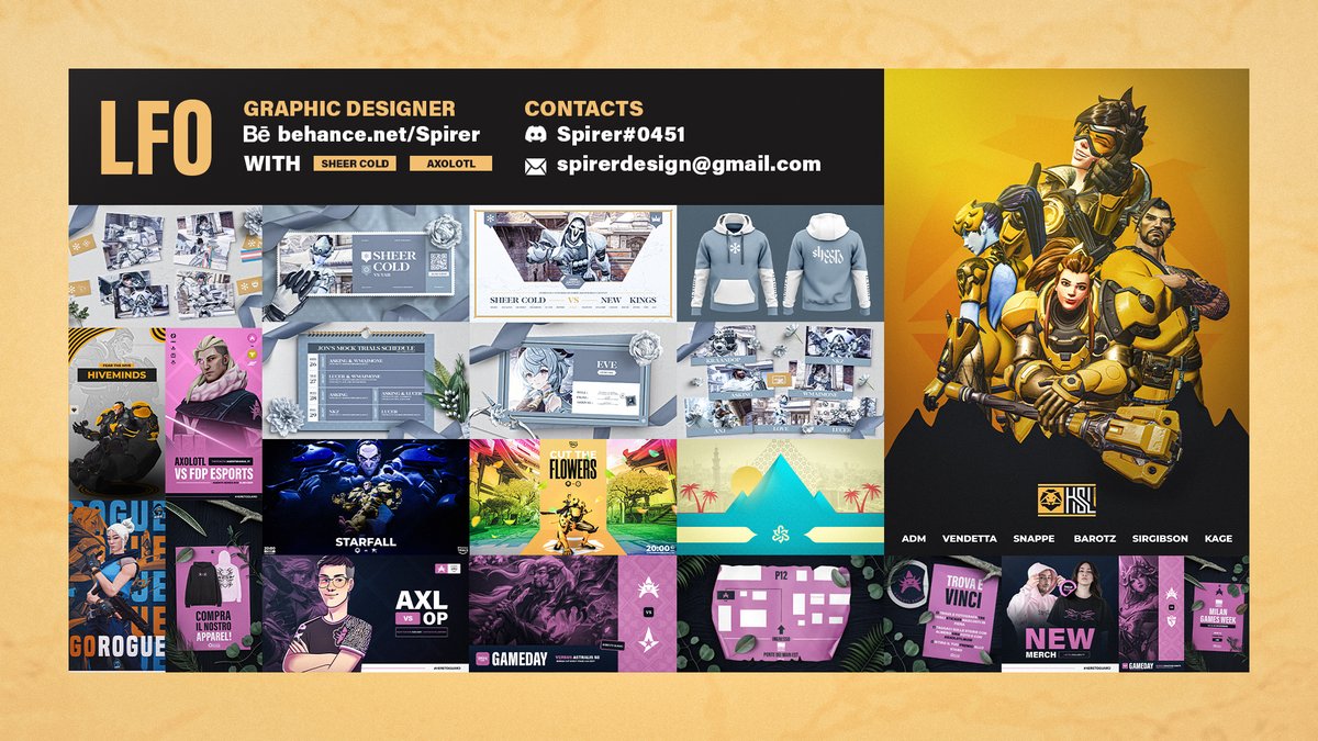 Spirer (@spirerdesign) on Twitter photo 🟡LFO T1/T2 as Graphic Designer
Currently with <a href="/Axolotl_Esports/">Axolotl Esports</a> <a href="/SheerColdGG/">Sheer Cold</a> but allowed to look for opportunities.
Able to provide resume and more infos upon request.
Contact me via Discord/Twitter/Email
Like 💛 and RTs ♻️ really appreciated! 🟡LFO T1/T2 as Graphic Designer
Currently with <a href="/Axolotl_Esports/">Axolotl Esports</a> <a href="/SheerColdGG/">Sheer Cold</a> but allowed to look for opportunities.
Able to provide resume and more infos upon request.
Contact me via Discord/Twitter/Email
Like 💛 and RTs ♻️ really appreciated!
