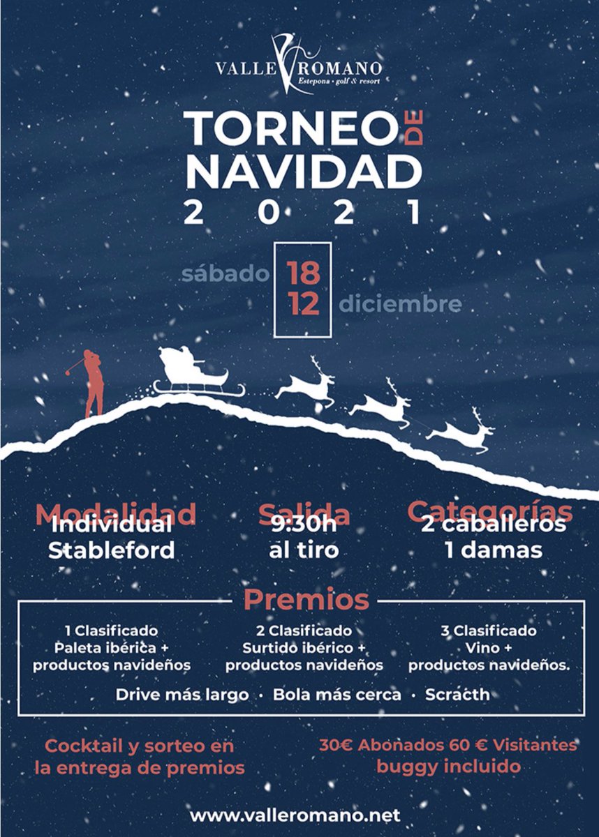Ya esta aquí🎉 como todos los años os esperamos en nuestro tradicional Torneo de Navidad. 👉 valleromano.net/torneo-de-navi…  <a href="/valleromanogolf/">Valle Romano Golf</a> <a href="/estepona/">Estepona</a> <a href="/vivecostadelsol/">Vive Costa del Sol</a> <a href="/CGolfMarbella/">Club de Golf Marbella</a>