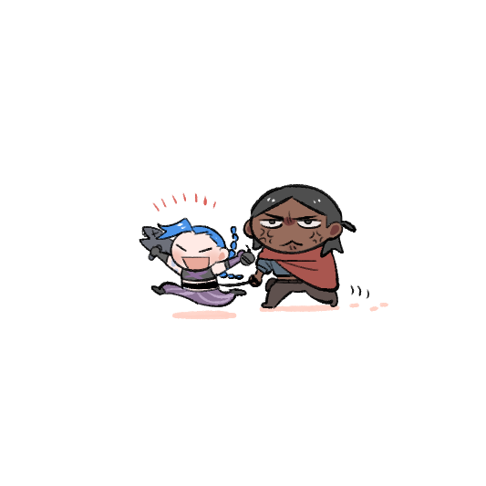 jinx (league of legends) 1boy 1girl striped pants braid dark skin blue hair pants  illustration images