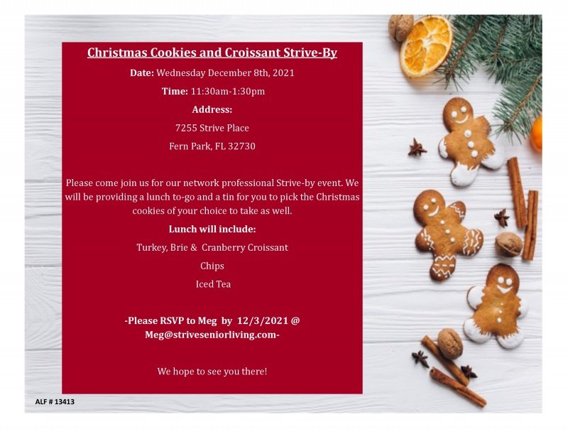 SBBookOrlando's tweet photo. Join us for our network professional strive-by event. Lunch provided includes Turkey, Brie and Croissant, Chips, and Iced Tea. 🥐🍪

Please RSVP to Meg by 12/3 @ Meg@striveseniorliving.com https://t.co/a9P5VFgOgN