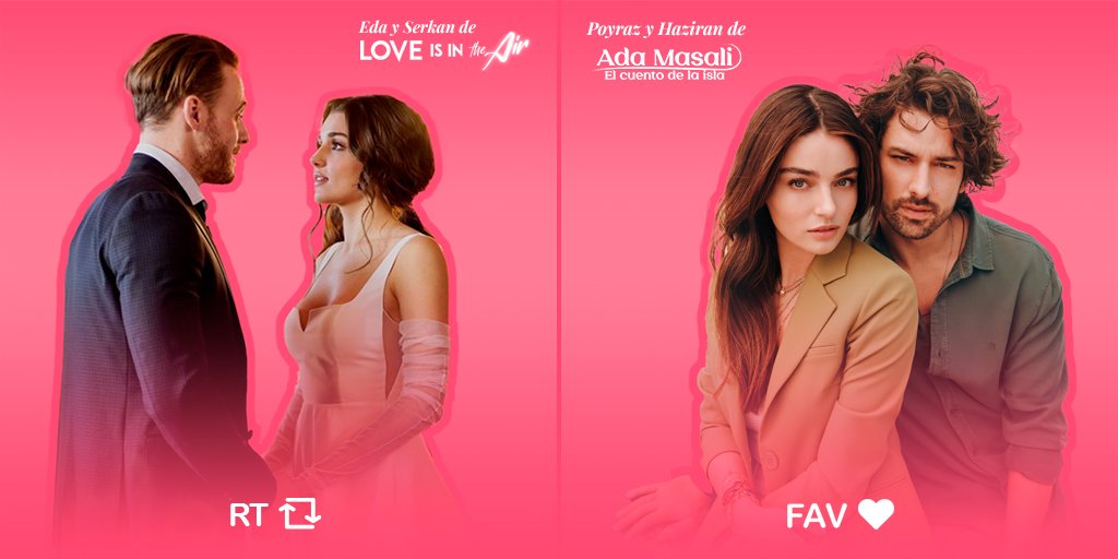 divinity_es's tweet photo. 💥 FINAL 💥 
Vota por la MEJOR PAREJA PROTAGONISTA de una telenovela turca estrenada en 2021 en Divinity 👉 https://t.co/kO2o4aksaQ 

🔄 Eda y Serkan (#LoveIsInTheAir)
❤ Poyraz y Haziran (#AdaMasali)

#LaTelenovelaMásDivinity https://t.co/9yg1xQUQTC
