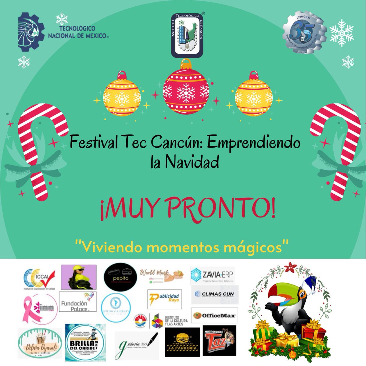 ¡Cada vez más cerca, ven a divertirte y ser parte de este magnífico evento! #Cancún #FestivalNavideño #Cultura #Innovación #Emprendedores #ITecnológicoDeCancún