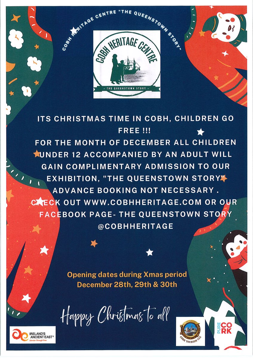 Special Christmas offer. Looking forward to seeing you all. #visitcobh #purecork #irelandsancienteast #heritageisland #corkhotels #familyfun #christmas