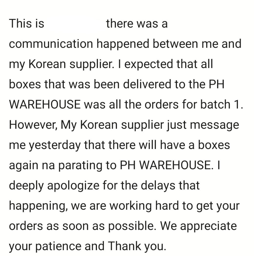 All_Time_Shop's tweet photo. #ATS_Updates

Good evening to all time shop buyers! Galing po ito kay supplier regarding po ito sa mga delays po na nangyayari https://t.co/6pXTpGraZh