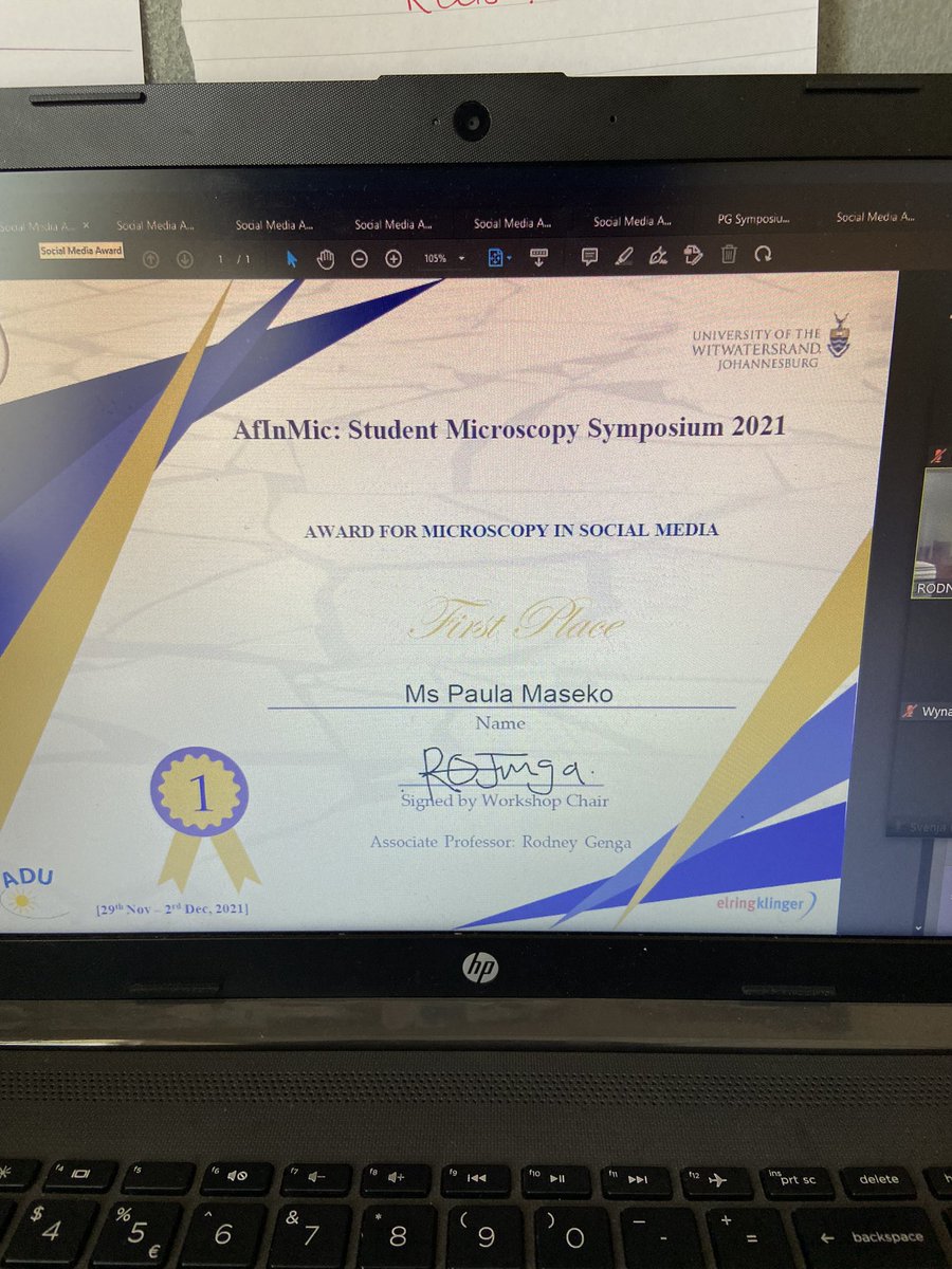 pmasekothe8th's tweet photo. 😭😭 Thank you so much @InMicroscopy this award is #awesome definitely tying up the hair throughout the festive season to use my cool 😎 VR headsets.#InMicExperience #Microscopy #Symposium2021 https://t.co/9ZVndqQGoE
