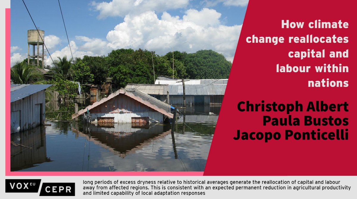 Extreme #weather events in #Brazil &amp; their impact on labour &amp; capital reallocation across regions, sectors, &amp; firms. Excess dryness over the last 20 yrs has changed the structure of the #economy
C Albert, P Bustos <a href="/CEMFInews/">CEMFI</a>, <a href="/jacopont/">Jacopo Ponticelli</a> <a href="/KelloggSchool/">Kellogg School</a> 
ow.ly/ZeK050H1Weg