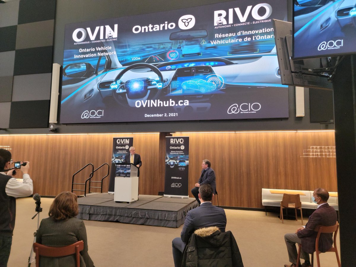 Exciting day at <a href="/GMCanada/">GM Canada</a> as <a href="/VictorFedeli/">Victor Fedeli</a>  announces the launch of the Ontario Vehicle Innovation Network. #OVIN will build on Ontario’s commitment as a  leader in fostering the next generation of electric, autonomous, and connected vehicles, and smart mobility solutions.