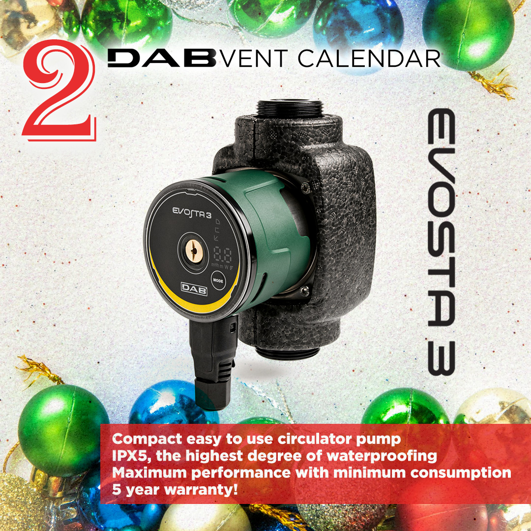 DABPumpsUK's tweet photo. Day 2 of DABvent calendar
The new Evosta range of circulators perfectly combines the strength of the mechanical circulator and the incredible benefits of the electronic technology. #merrychristmas
For more info visit https://t.co/n6RKyO0ClK
#dabpumps #evosta3 #water
#waterpump https://t.co/KkrOgGGVzF