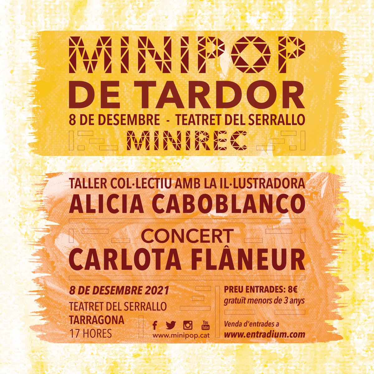 🤩 Us apunteu a una jornada d'oci i cultura en família?
🍁 Aquesta tarda, el <a href="/FestivalMinipop/">Festival Minipop</a> estrena la seva edició de tardor combinant un taller de <a href="/alicecaboblanco/">𝑨𝒍𝒊𝒄𝒊𝒂 𝑪𝒂𝒃𝒐𝒃𝒍𝒂𝒏𝒄𝒐</a> 🎨 i l'actuació de <a href="/carlotaflaneur/">Carlota Flâneur</a> 🎶.

📌 17 h, <a href="/el_Teatret/">Teatret del Serrallo - Port de Tarragona</a> del Serrallo
ℹ minipop.cat