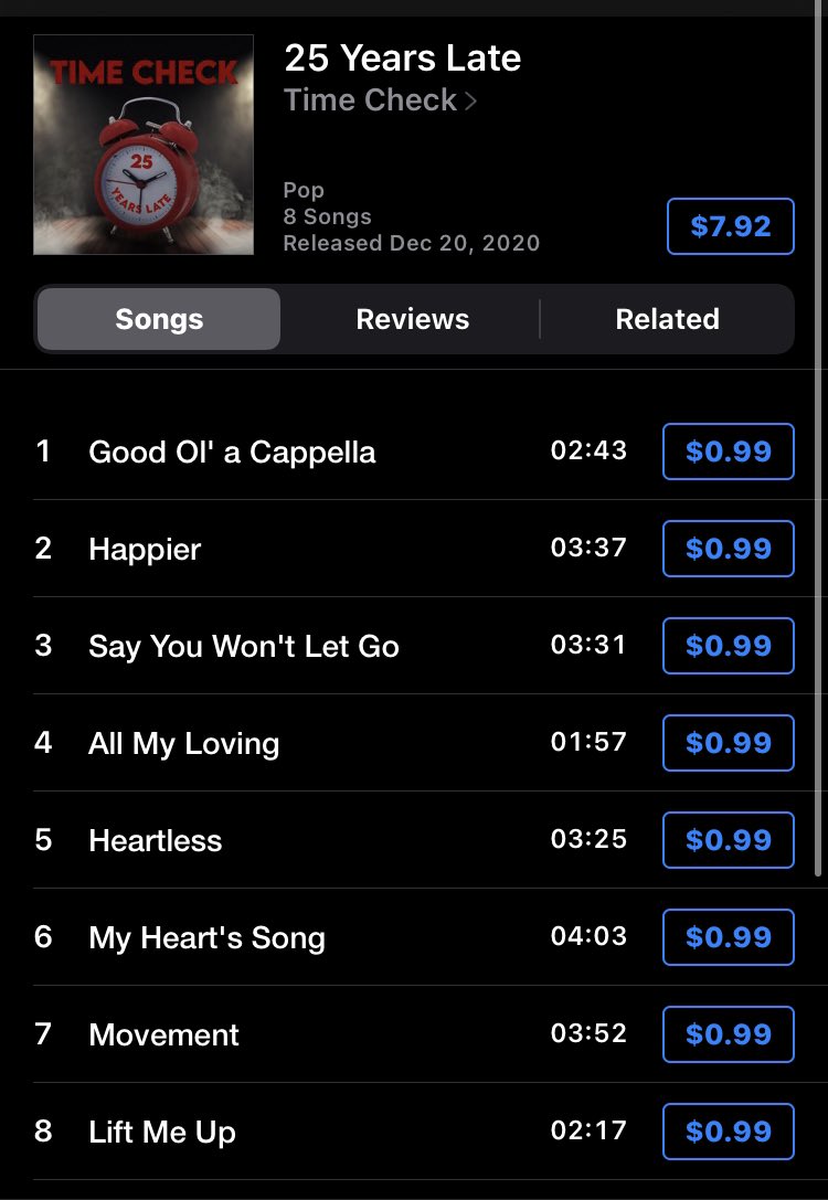 TimeCheck1's tweet photo. This is our 2021 Wrapped! Thanks for all the love in our first year of us being on Spotify! Go stream “25 Years Late” on Spotify and Apple Music!!!
#25YearsLate
#TimeCheckACappella
#ACappella
#TimeCheck
#SpotifyWrapped https://t.co/bmcglBEVhY