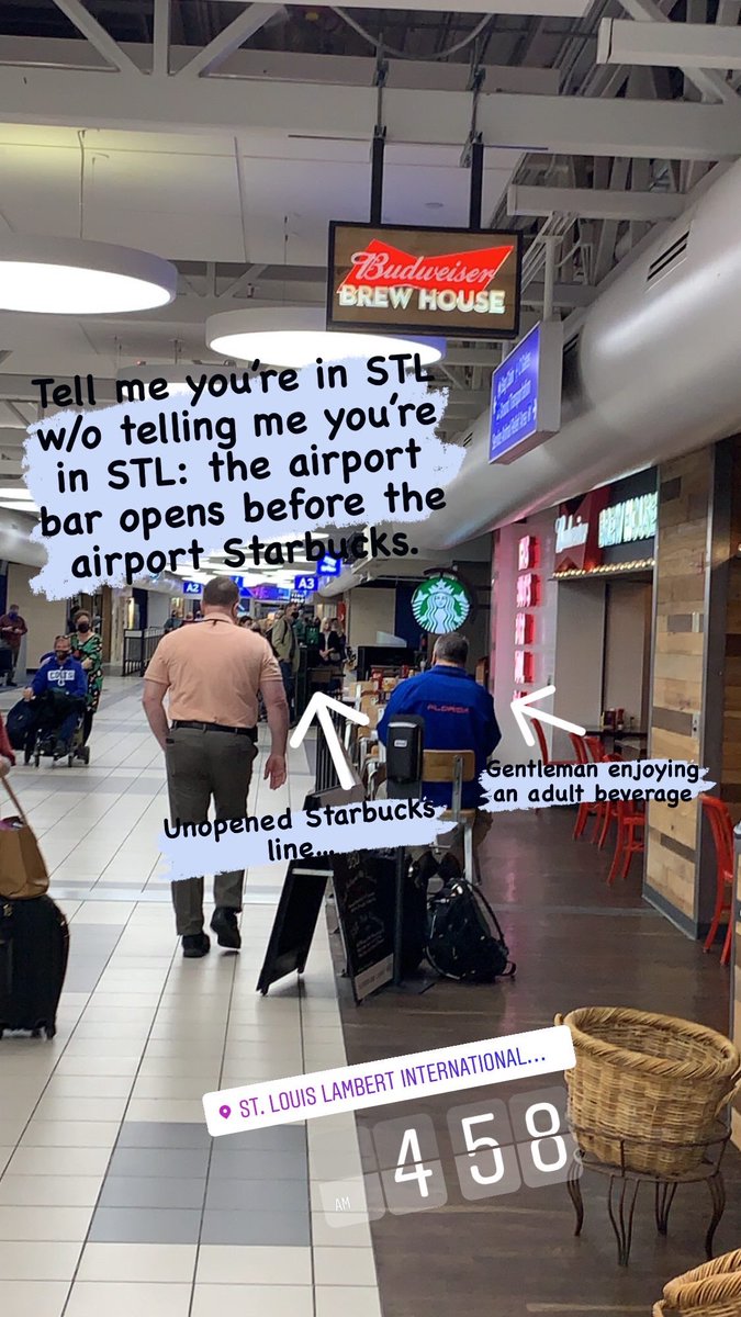 joshfoster314's tweet photo. This morning…

Tell me you’re in STL without telling me you’re in STL: the airport bar opens before the airport Starbucks. #stl #drinkingtownwithabaseballproblem https://t.co/4SudLJAARA