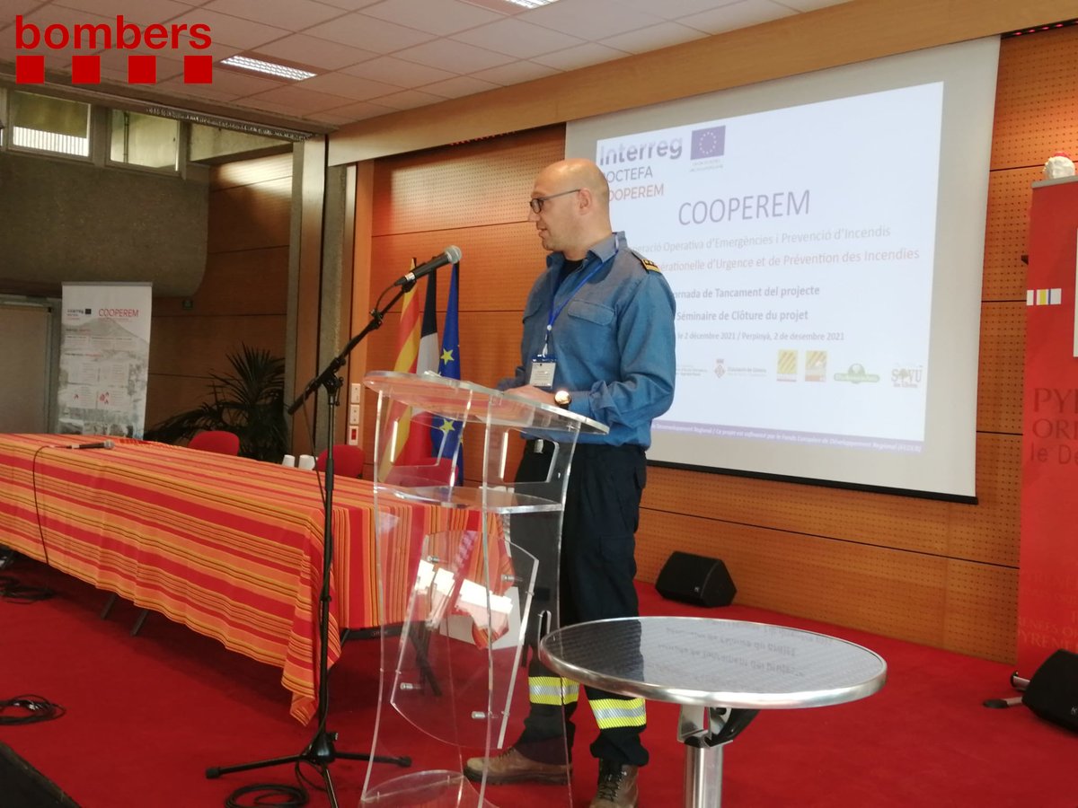 bomberscat's tweet photo. Aquest matí a Perpinyà, el conseller @interiorcat @joanignasielena i comandaments de la Regió d'Emergències de Girona de #bomberscat han participat en la jornada de balanç del projecte @PoctefaCOOPEREM, on s'ha constatat la importància d potenciar la col·laboració transfronterera https://t.co/WEjMnowEiC