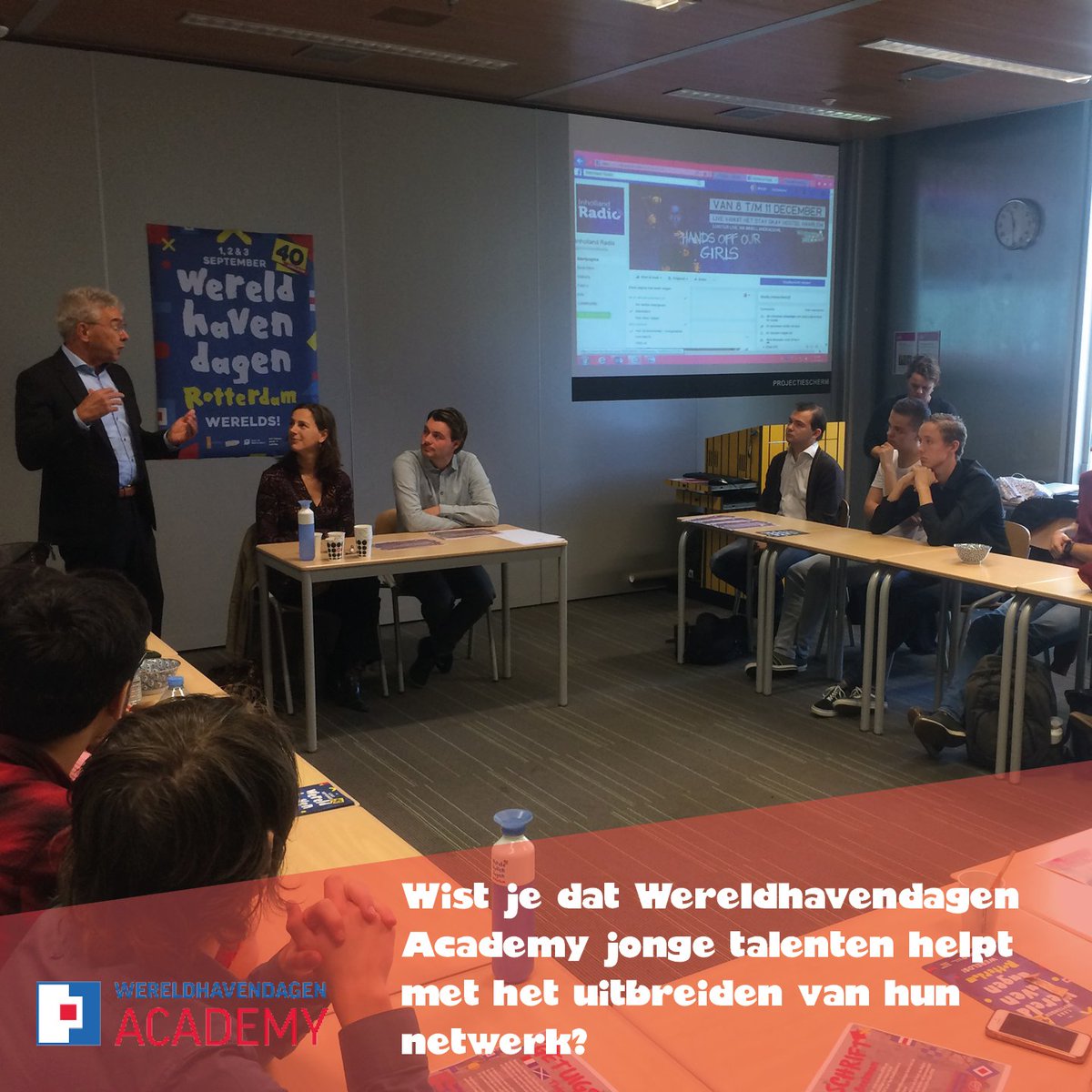 Wereldhavendagen Academy organiseert normaal gesproken een netwerkbijeenkomst om het semester af te sluiten samen met de studenten. Helaas is dit nu niet mogelijk i.v.m. Corona.

Wij gaan er alles aan doen om de jonge talenten toch een goede afsluiting te bieden!