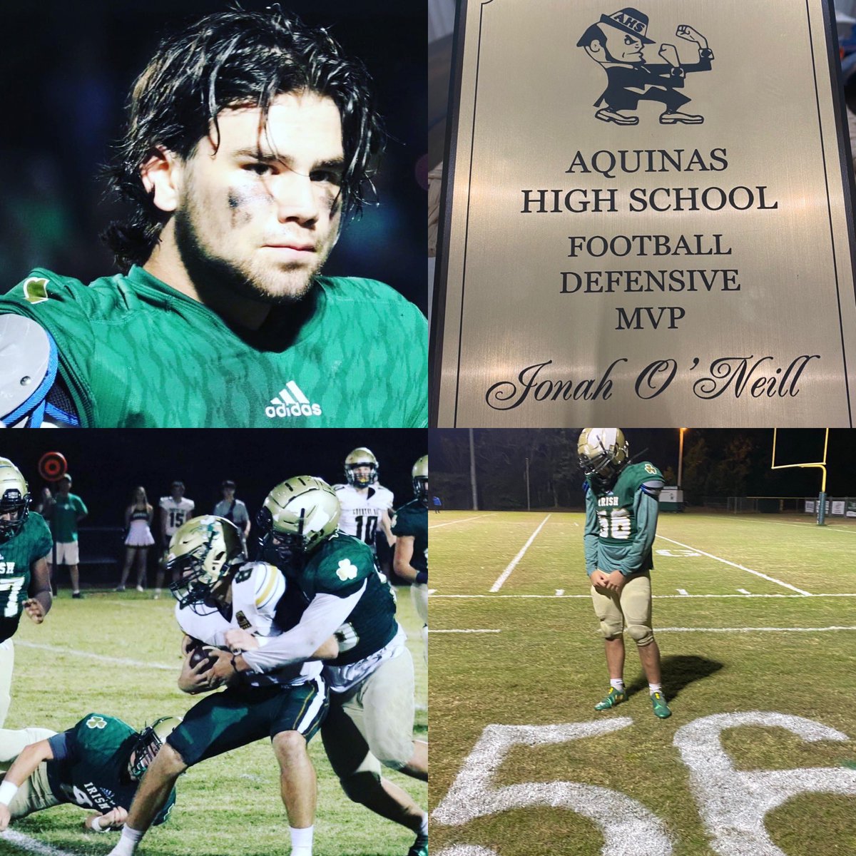 oneillunderpar's tweet photo. Congratulations to @neill_jonah for winning defensive MVP for the 2021 season! So proud of you and all you’ve accomplished! @IrishNationAHS #goirish https://t.co/mvWsCul8PD