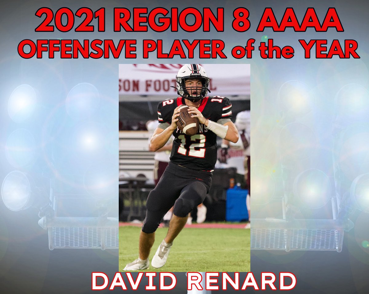 Proud to announce our region 8 AAAA Offensive player of the year - DAVID RENARD!