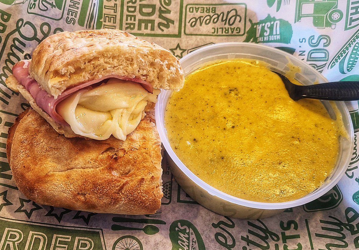 KcPickleman's tweet photo. Toasted Ham and Cheese Dunked in Cheesy Broccoli Soup!! So satisfying and absolutely delicious!!! #kcfoodie #picklemansgourmetcafe #kansascity #westportkc #waldokcmo #downtownkc #powerandlightkc #Sandwich #soup https://t.co/xpkdoMzAxx