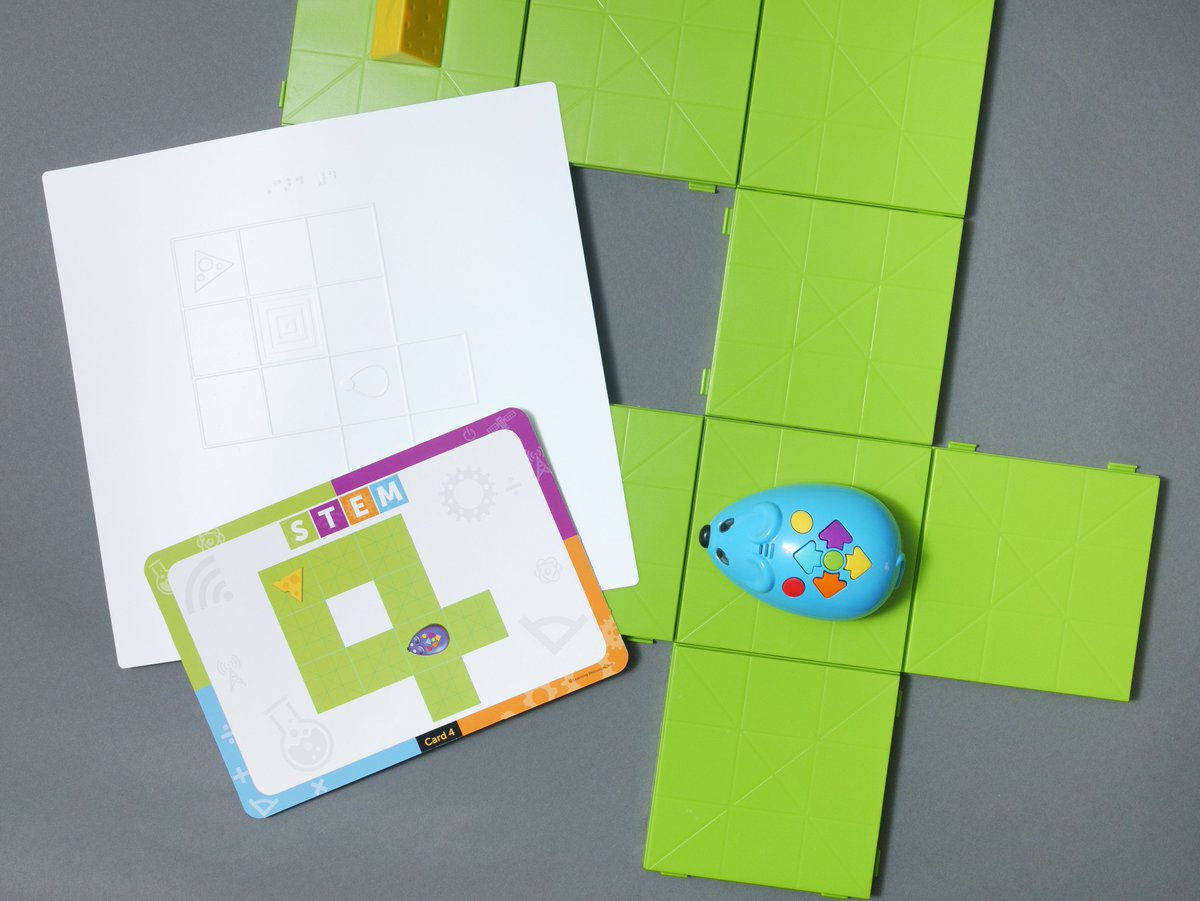 APHfortheBlind's tweet photo. The race is on to build hands-on coding skills with Colby, the programmable robot mouse! Colby lights up, makes sounds, and moves around the maze to find the cheese with your help. Use his colorful buttons and tactile graphics to help him find his way! https://t.co/6cyQNmO9xv https://t.co/u1orprjAqv