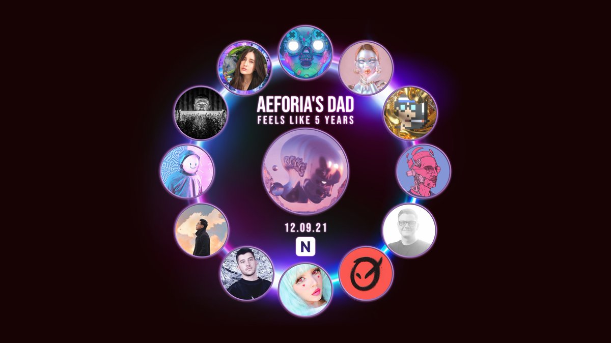 aeforiasdad's tweet photo. Drum roll everyone ! Finally time to reveal what's coming December 9th on @niftygateway. Collector/curator and creator. Feels like 5 years ! A retrospective of 2021. We could not hold the secret longer. Stay tuned ! https://t.co/7n86y9KyeN
