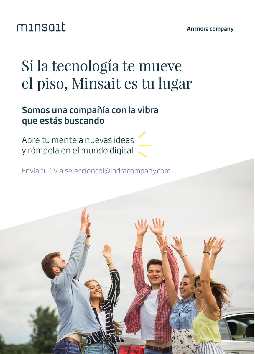IndraenColombia's tweet photo. ¿Eres recién graduado o estudias carreras afines al entorno TI? En Indra puedes conseguir tu primera oportunidad 

¡Postúlate! seleccioncol@indracompany.com https://t.co/8MO4zFF9PE