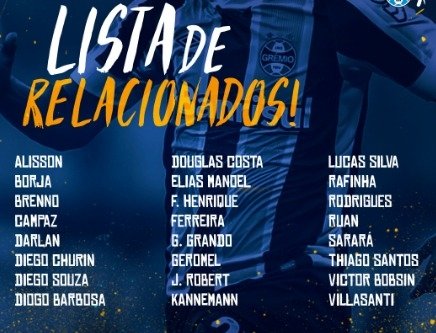 radiohtoficial's tweet photo. 📃 Lista de atletas relacionados para #GRExSAO
#Grêmio #RadioHT #RTdoHospicio https://t.co/EPGsllw8qF