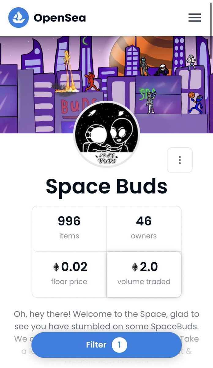 BUT 46 UNIQUE OWNERS AND 2 $ETH TRADED IN A WEEK?¿ WE LOVE THE #SPACEGANG TAG WHO YOU THINK SHOULD GET THEIR FIRST BUDS! opensea.io/collection/spa…