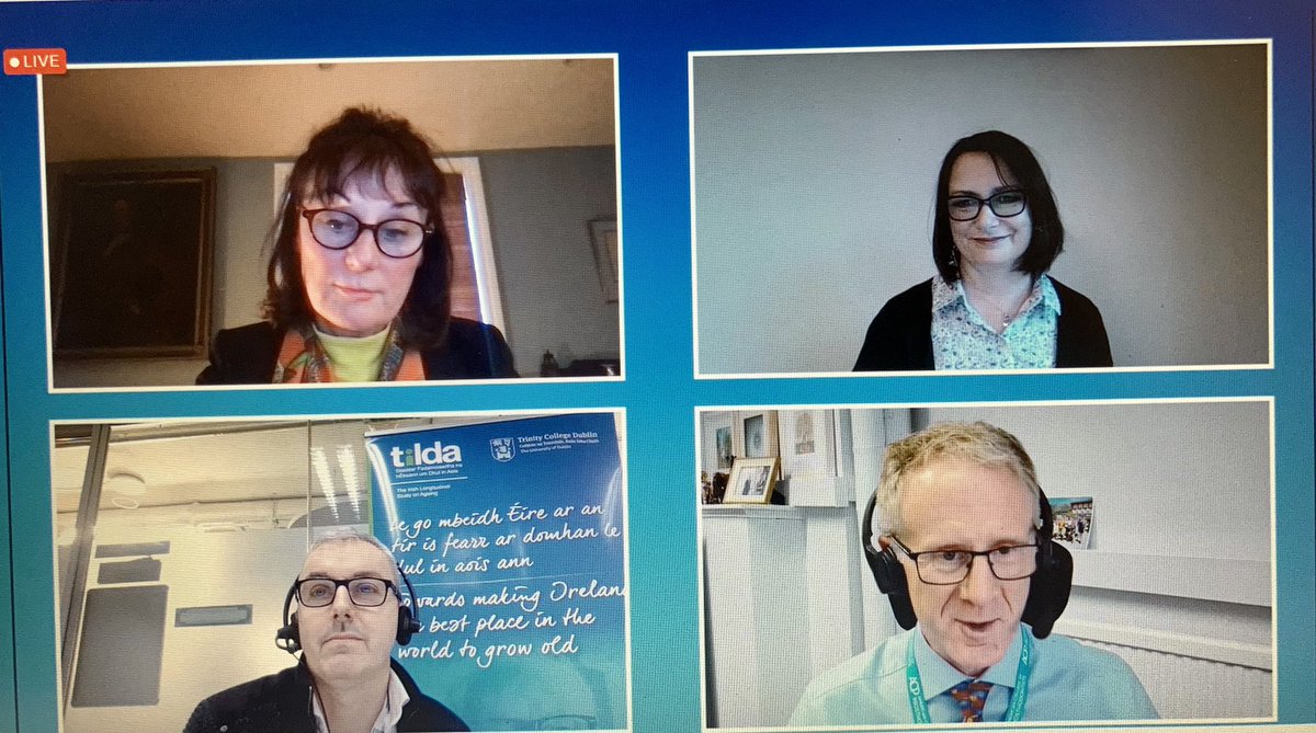 TILDA (@tilda_tcd) on Twitter photo Our panel are delighted to answer some of the excellent questions coming through from our Participants. Our speakers include Senior Researchers at TILDA, <a href="/Cmcgarrigle1/">ChristineMcGarrigle</a> <a href="/CathalMcCrory1/">Cathal McCrory</a> <a href="/RoseAnnekenny1/">Rose Anne Kenny</a> led by Dean of Health Research at <a href="/tcddublin/">Trinity College Dublin</a> <a href="/b9oconnell/">Brian O'Connell</a> Our panel are delighted to answer some of the excellent questions coming through from our Participants. Our speakers include Senior Researchers at TILDA, <a href="/Cmcgarrigle1/">ChristineMcGarrigle</a> <a href="/CathalMcCrory1/">Cathal McCrory</a> <a href="/RoseAnnekenny1/">Rose Anne Kenny</a> led by Dean of Health Research at <a href="/tcddublin/">Trinity College Dublin</a> <a href="/b9oconnell/">Brian O'Connell</a>