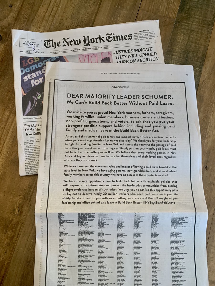 mollyday's tweet photo. I’m proud to sign this letter in the @NYTimes urging @SenSchumer to fight for #paidleave. Every working person in NY and beyond deserves time to care for themselves and their loved ones regardless of where they live or work. #NYSaysSavePaidLeave https://t.co/CPkl9UrJ7T https://t.co/xblvhpdEfo