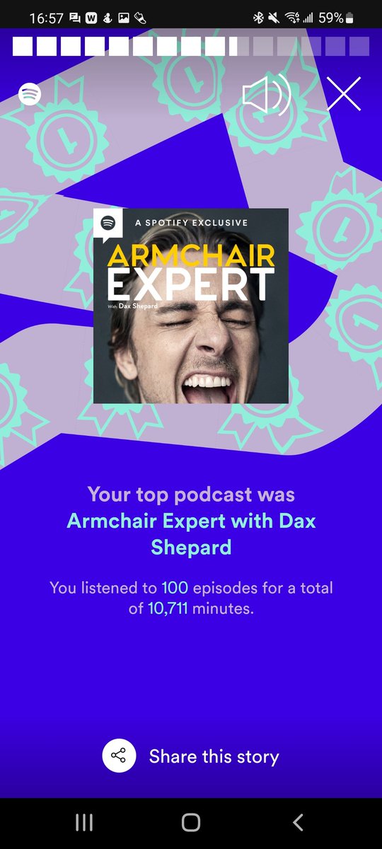 Hit the century mark this year, don't see how anyone could have beaten me? <a href="/ArmchairExpPod/">Armchair Expert Podcast</a> <a href="/daxshepard/">Dax Shepard</a> #armcherries #podcast #SpotifyWrapped #spotifywrapped2021