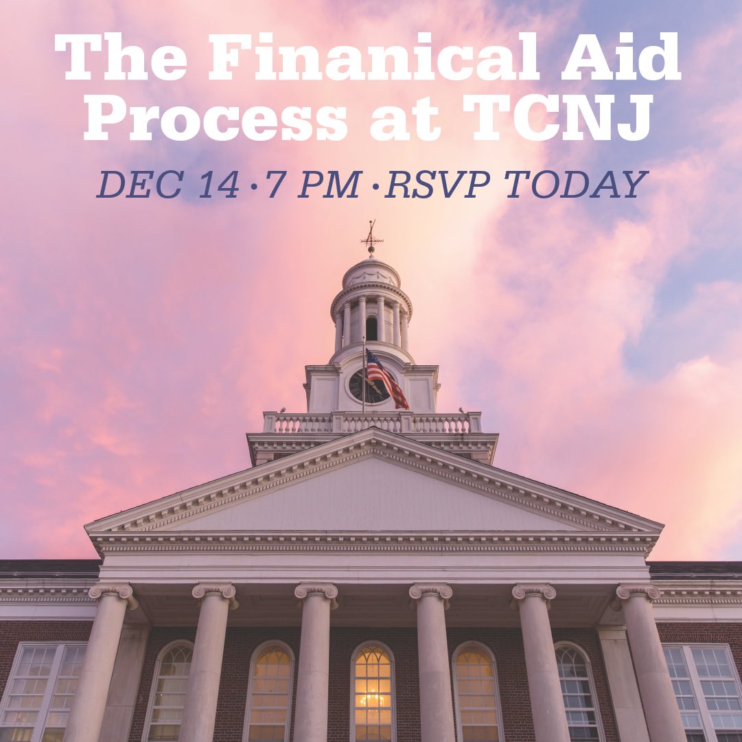 Got some questions about financial aid? RSVP today to reserve your spot at our VIRTUAL financial aid presentation happening December 14th!

connect.tcnj.edu/register/?id=1…