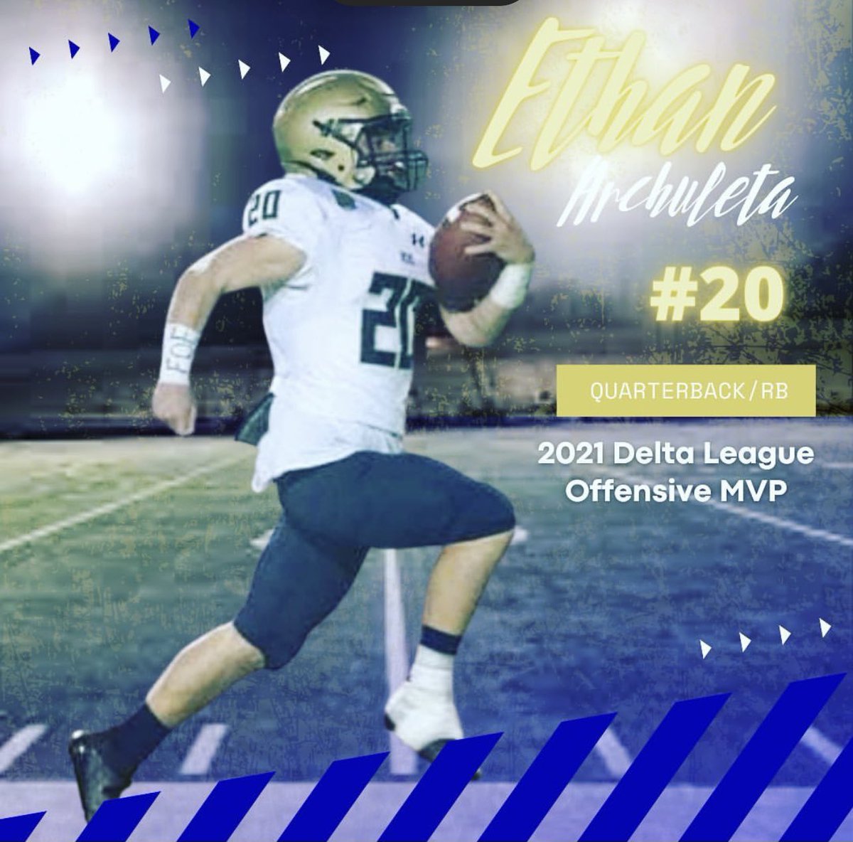 Thankful to receive Delta League Offensive MVP!!! Couldn’t have done it without the big guys upfront, my teammates and my coaches. #classof2022 #collegenext <a href="/SacBee_JoeD/">Joe Davidson</a> <a href="/cameronsalerno1/">Cameron Salerno</a> <a href="/elk_herd/">Elk Grove Thundering Herd Football</a>