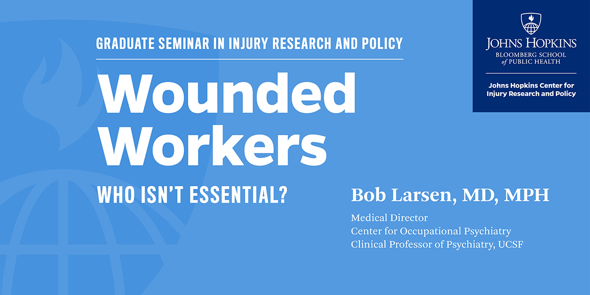 JohnsHpkinsCIRP's tweet photo. On Monday, December 6, 12:10 p.m. - 1:20 p.m. ET, Dr. Larsen will discuss some of the physical and psychological trauma workers are exposed to as well as their courage and resilience as part of the graduate seminar in injury research and policy. 

🔗: https://t.co/WcKYSGt2tB https://t.co/t7e4PIlLRF