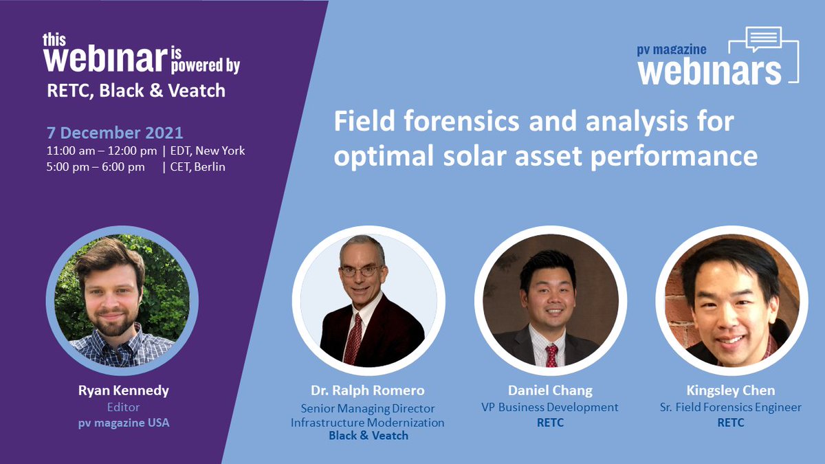 Black_Veatch's tweet image. #Solar industry pros won&apos;t want miss our insights during @pvmagazine&apos;s webinar on how early analysis can improve #SolarAssets performance.
More info at:bit.ly/3EdB5ko #Solar #Photovoltaic
