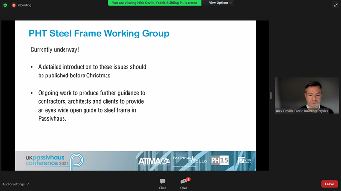 PassivhausTrust's tweet photo. #UKPHC21
So much detail in this presentation on #Passivhaus #SteelFrame - one to re-watch. Get involved with the working group! @nickdevlin_Fab 

#LargeBuildings #Passivehouse #ThermalBridge https://t.co/0PmgQy2Ty0