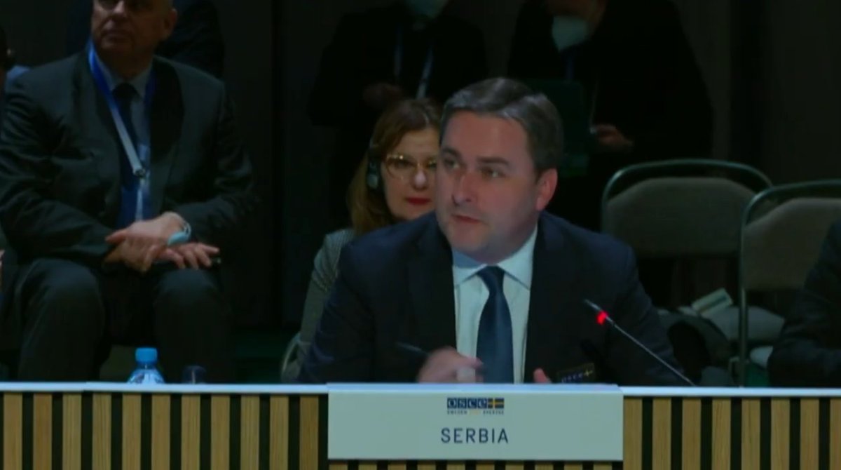 MFASerbia's tweet photo. Adressing the #OSCEMC2021, FM #Selakovic underlined the importance of #multilateralism in tackling global challenges;
#Serbia sees @OSCE as one of the most important platforms for #dialogue on all security issues. https://t.co/Y6hCocwZkw