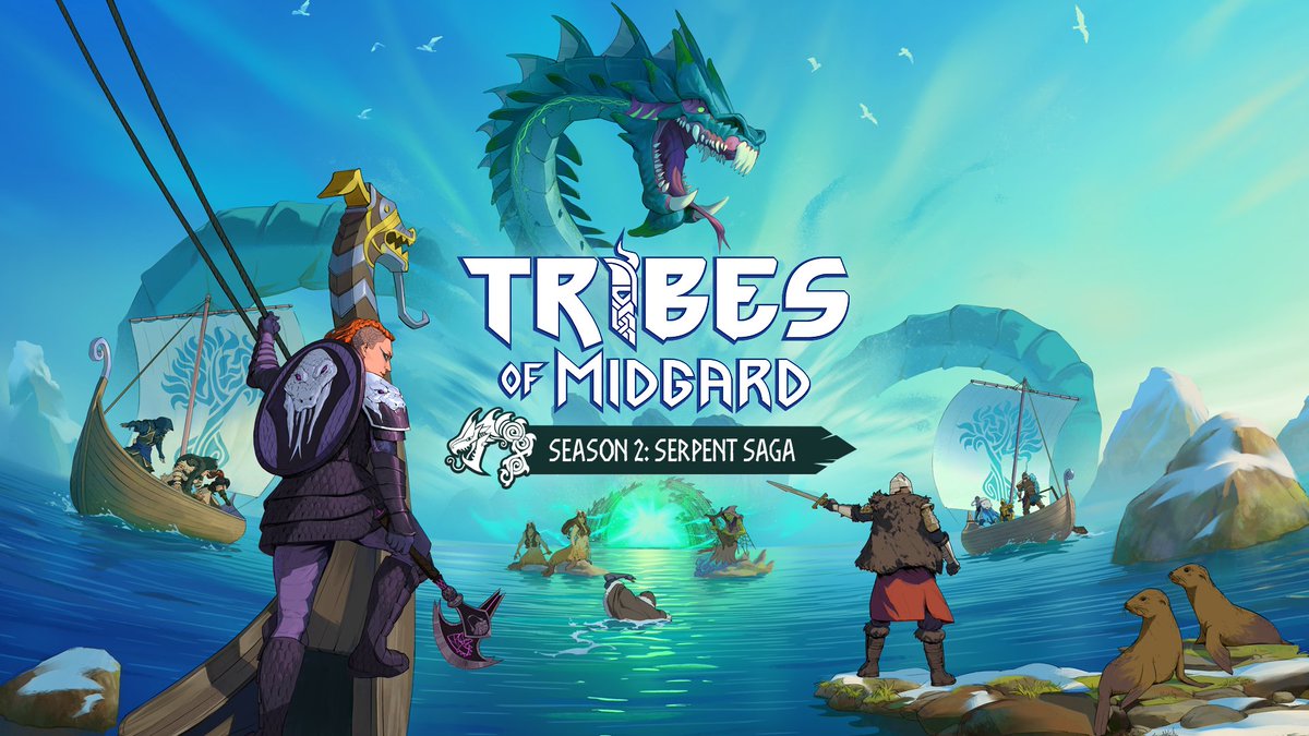 PlayStation's tweet photo. The fearsome Fenrir isn’t the only legendary foe you’ll need to face in Tribes of Midgard. 

Norsfell teasesss Season 2’s formidable beast 🐍: https://t.co/iiFRdXbC3T https://t.co/4hUI11Bj3T